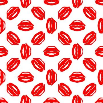 Seamless background with red lips Stock Illustration