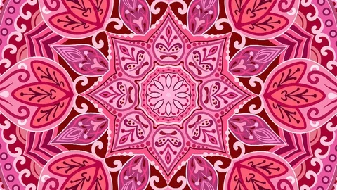 Seamless background red mandala. Circle lace with magic ornament. Video stock 108125763