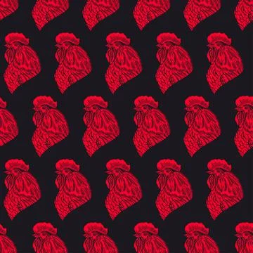 Seamless background of red roosters Stock-Illustration