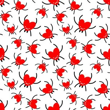Seamless background with red spiders Stock Illustration