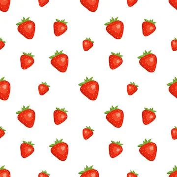 Seamless background with red strawberries. Cute summer or spring print. Festive Illustrazione stock