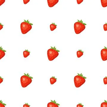 Seamless background with red strawberries. Cute summer or spring print. Festive Illustrazione stock