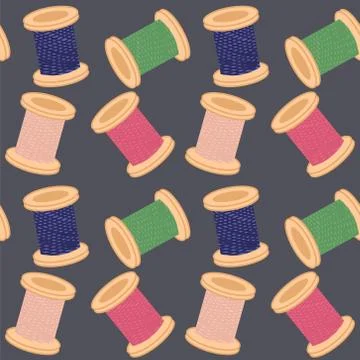 Seamless background with reels of thread Stock Illustration