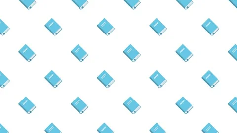 Seamless background of repeating blue book icons on white. Stock Footage 327554847