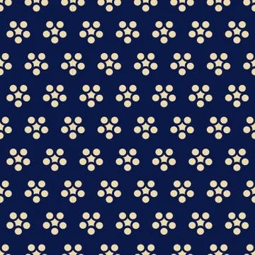 Seamless background retro navy blue Japanese round flower chintz イラスト素材