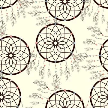 Seamless background, retro pattern, ethnic doodle collection, tribal design.  Stock Illustration