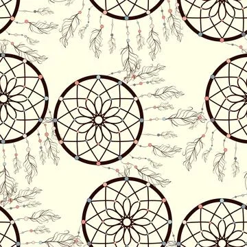 Seamless background, retro pattern, ethnic doodle collection, tribal design.  Stock Illustration
