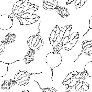 Seamless Background of Ripe Beets. Endless Pattern of Beetroot with Top Leave Stockillustratie