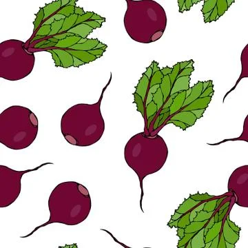 Seamless Background of Ripe Beets. Endless Pattern of Beetroot with Top Leave Stockillustratie