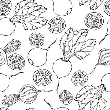 Seamless Background of Ripe Beets. Endless Pattern of Beetroot with Top Leave Stockillustratie