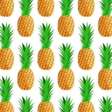 Seamless background with ripe pineapples Stock Illustration