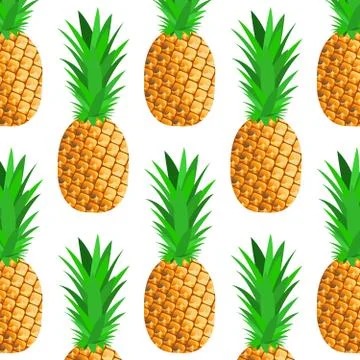 Seamless background with ripe pineapples Illustrazione stock