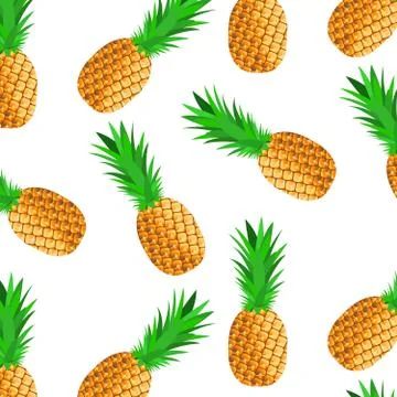 Seamless background with ripe pineapples Stock Illustration