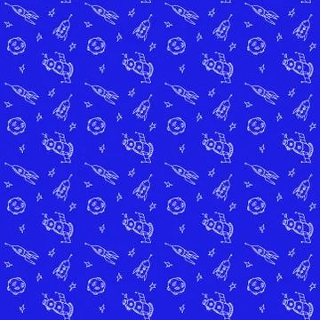 Seamless background with rockets Stock Illustration