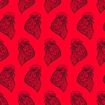 Seamless background of a roosters 库存插图