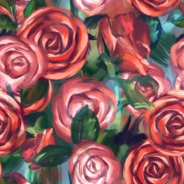 Seamless background with roses Stock Illustration