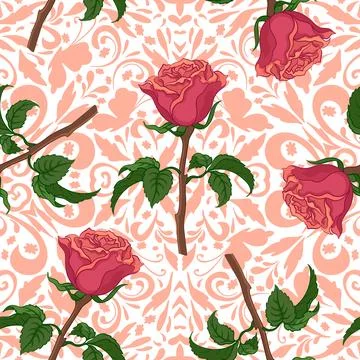 Seamless background, roses Stock Illustration