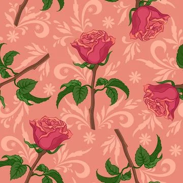 Seamless background, roses Stock Illustration