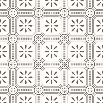 Seamless background round square cross line frame flower イラスト素材