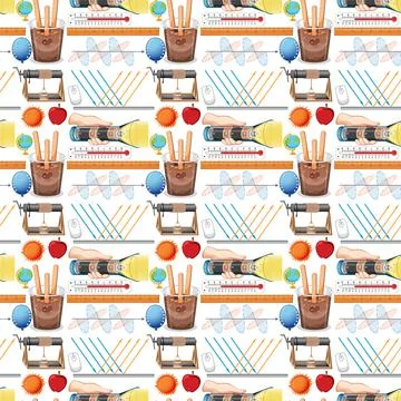 Seamless background with science equipments イラスト素材