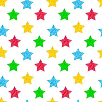 Seamless background with scribble stars. Vector illustration Stock Illustration