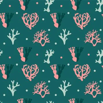 Seamless background with sea corals Stock Illustration