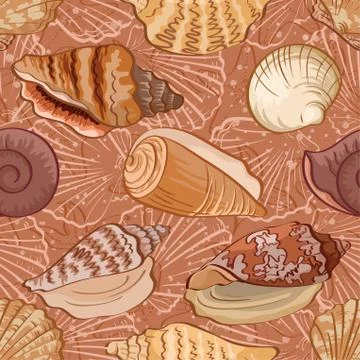 Seamless background, seashells Stock Illustration