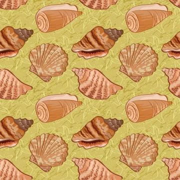 Seamless background, seashells Stock Illustration