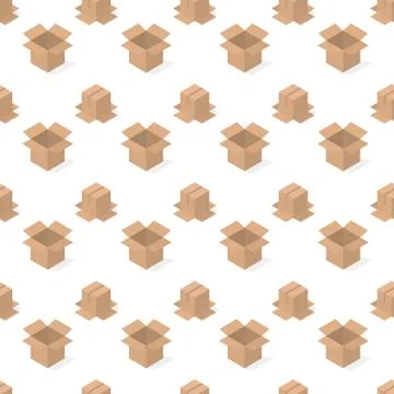 Seamless background from a set of cardboard boxes, vector illustration. 스톡 일러스트