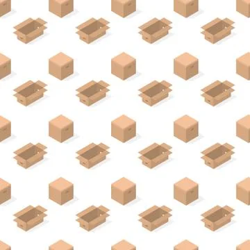 Seamless background from a set of cardboard boxes, vector illustration. 스톡 일러스트