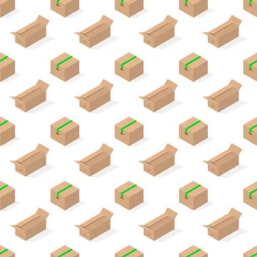 Seamless background from a set of cardboard boxes, vector illustration. Illustrazione stock