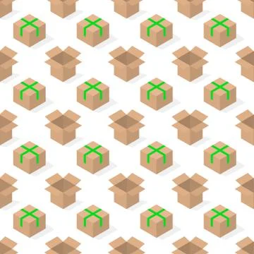 Seamless background from a set of cardboard boxes, vector illustration. Stock Illustration