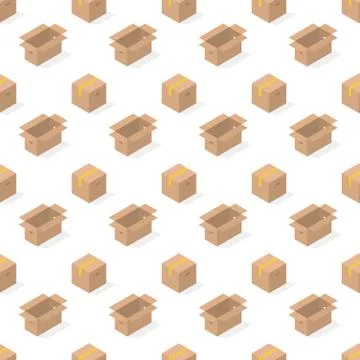Seamless background from a set of cardboard boxes, vector illustration. 스톡 일러스트