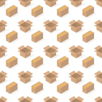 Seamless background from a set of cardboard boxes, vector illustration. Stock Illustration