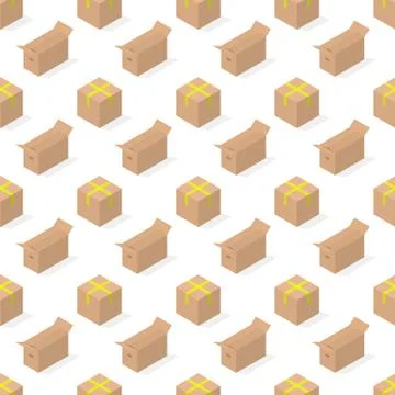 Seamless background from a set of cardboard boxes, vector illustration. Stock Illustration