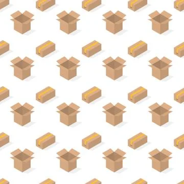 Seamless background from a set of cardboard boxes, vector illustration. Illustrazione stock