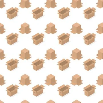 Seamless background from a set of cardboard boxes, vector illustration. Illustrazione stock
