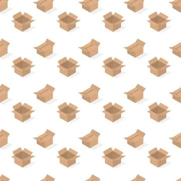 Seamless background from a set of cardboard boxes, vector illustration. Illustrazione stock