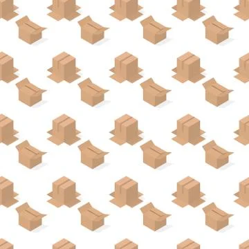 Seamless background from a set of cardboard boxes, vector illustration. 스톡 일러스트
