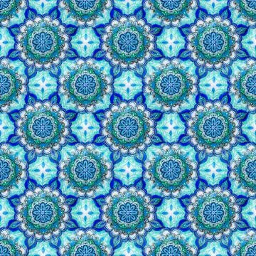 Seamless background from a set of decorative ceramic dishes hand-painted with Stock Photos