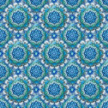 Seamless background from a set of decorative ceramic dishes hand-painted with Stock Photos