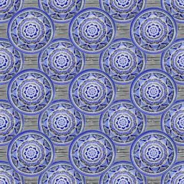 Seamless background from a set of decorative ceramic dishes hand-painted with Foto stock