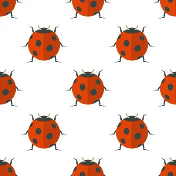 Seamless background from a set of ladybird, vector illustration. Stock Illustration