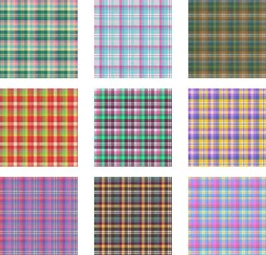 Seamless background set of plaid pattern, vector illustration Stock Illustration