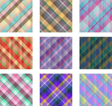 Seamless background set of plaid pattern, vector illustration Stock Illustration
