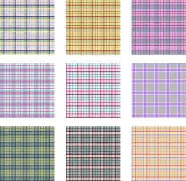 Seamless background set of plaid pattern, vector illustration Stock Illustration
