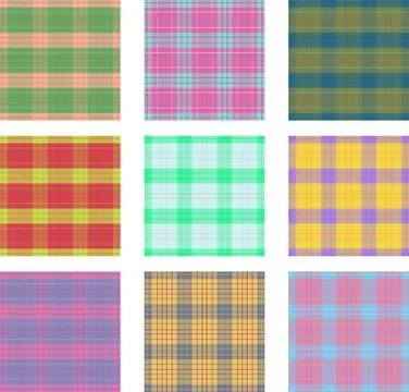 Seamless background set of plaid pattern, vector illustration Stock Illustration