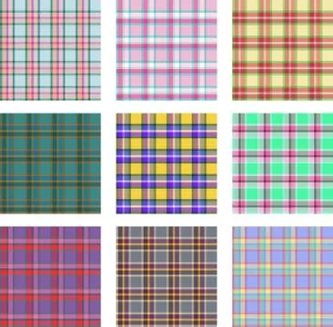 Seamless background set of plaid pattern, vector illustration Stock Illustration