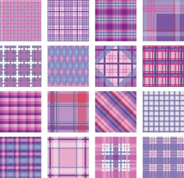 Seamless background set of plaid pattern, vector illustration Stock Illustration