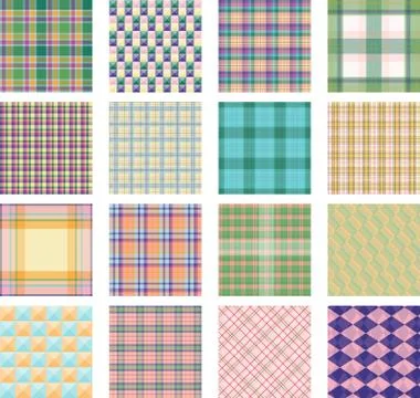 Seamless background set of plaid pattern, vector illustration Stock Illustration